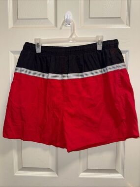 Red and Black Athletic Swim Trunks